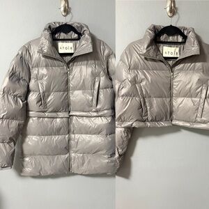 NWT Atoir Cut Off Puffer Jacket in Grey Mist. Size US 8